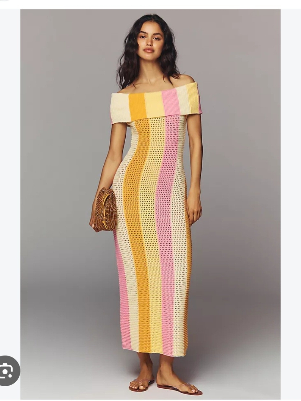 Endless Rose Off-Shoulder Crochet Maxi Dress in Pink, Yellow, Cream